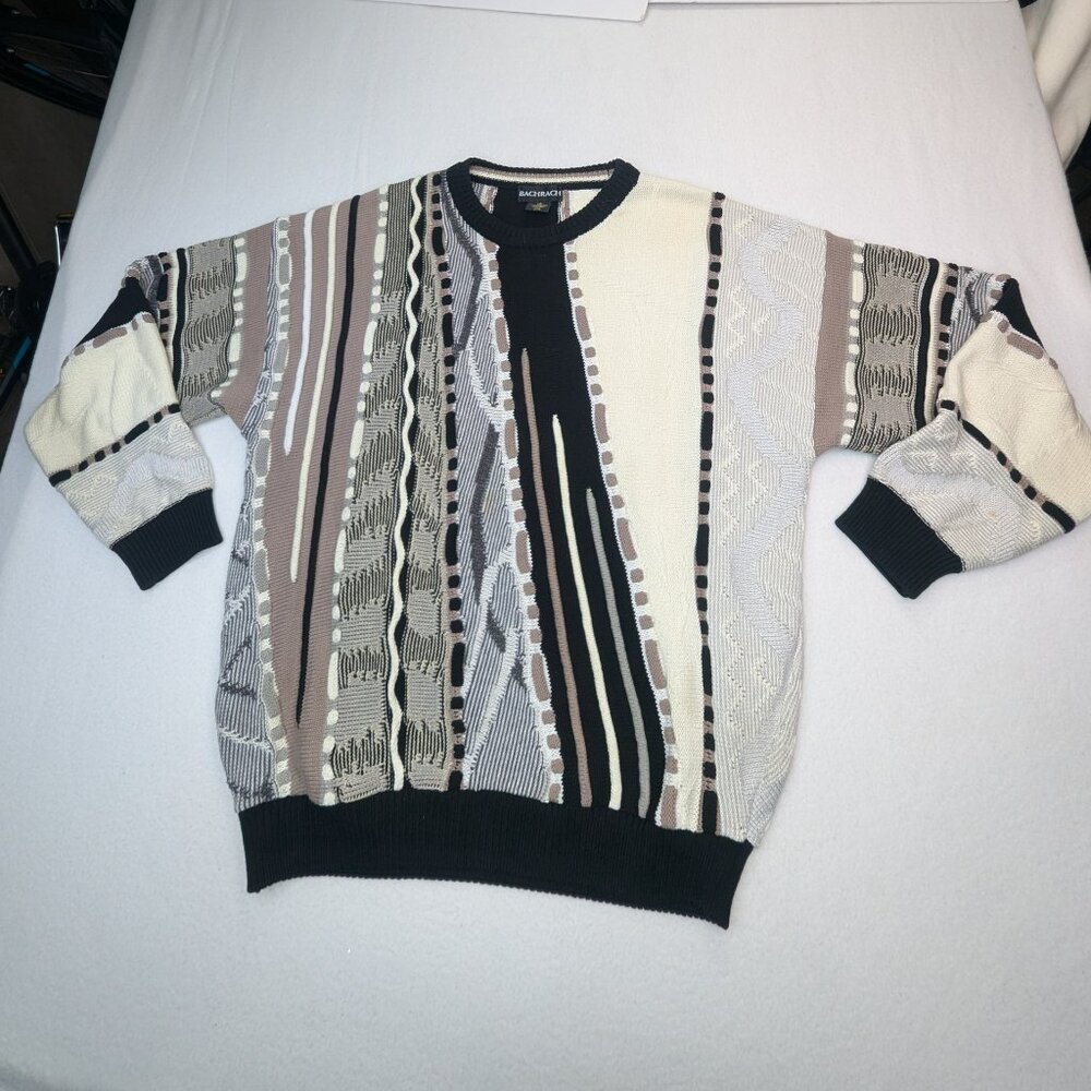 Vintage BACHRACH 3-D Mercerized COTTON Coogi Biggie COSBY SWEATER L